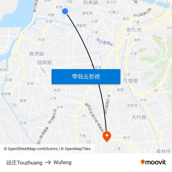 頭庄Touzhuang to Wufeng map
