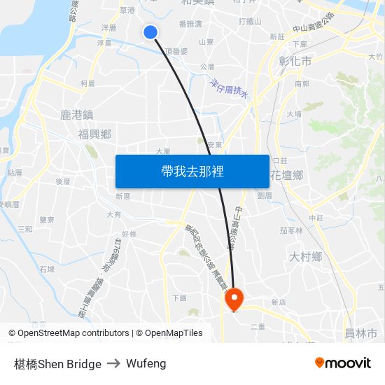 椹橋Shen Bridge to Wufeng map