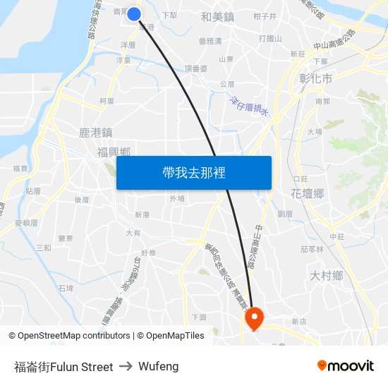 福崙街Fulun Street to Wufeng map