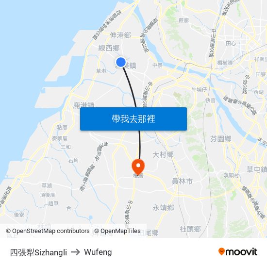 四張犁Sizhangli to Wufeng map