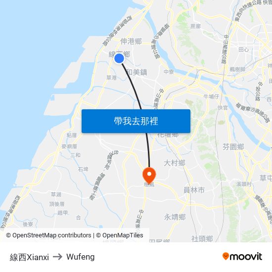 線西Xianxi to Wufeng map
