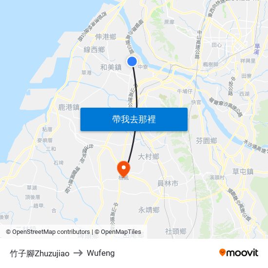竹子腳Zhuzujiao to Wufeng map