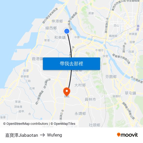 嘉寶潭Jiabaotan to Wufeng map