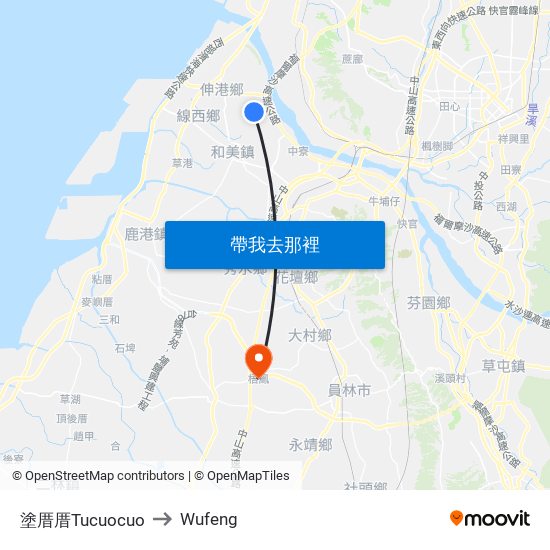 塗厝厝Tucuocuo to Wufeng map