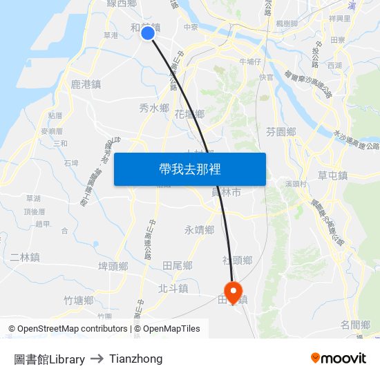 圖書館Library to Tianzhong map