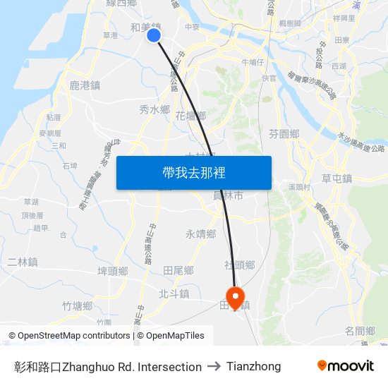 彰和路口Zhanghuo Rd. Intersection to Tianzhong map
