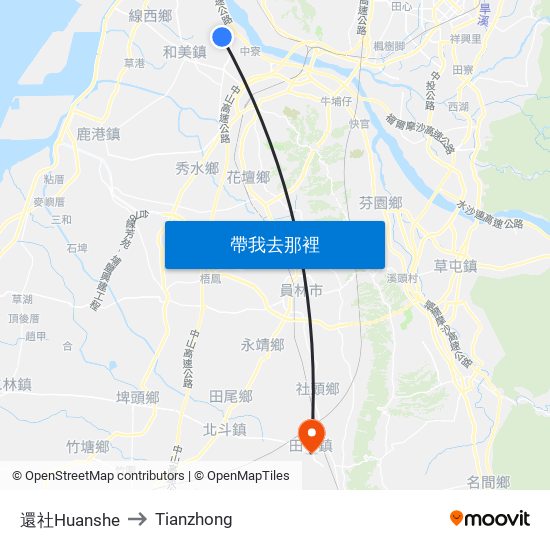 還社Huanshe to Tianzhong map
