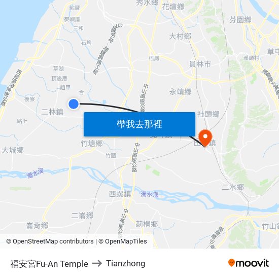 福安宮Fu-An Temple to Tianzhong map