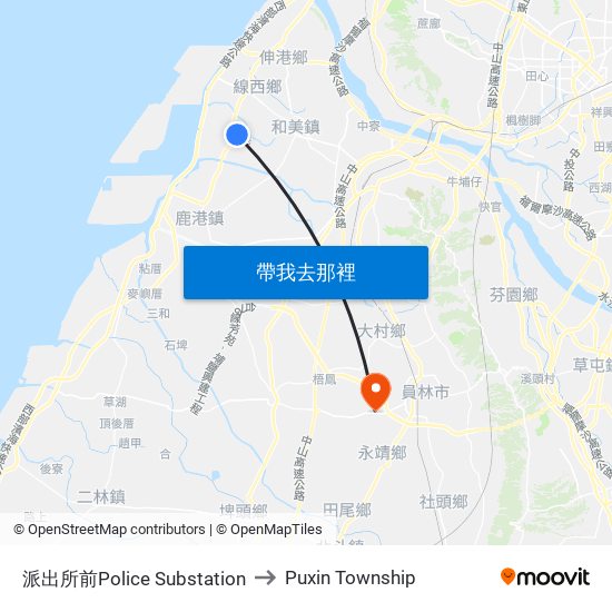 派出所前Police Substation to Puxin Township map