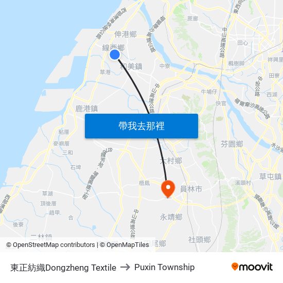 東正紡織Dongzheng Textile to Puxin Township map
