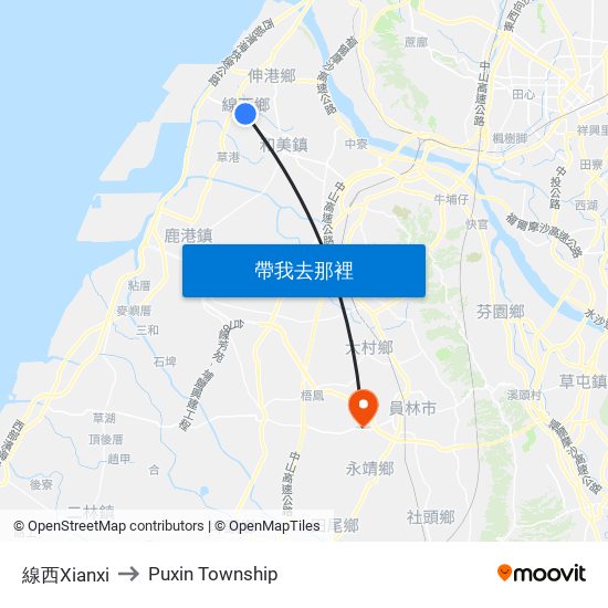 線西Xianxi to Puxin Township map