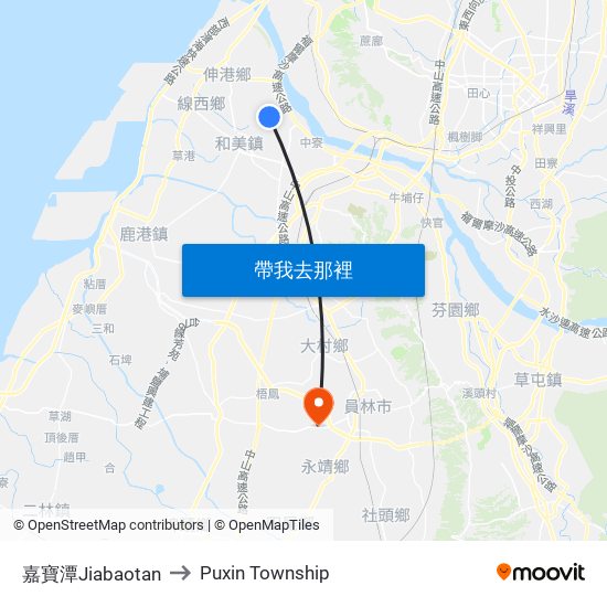 嘉寶潭Jiabaotan to Puxin Township map