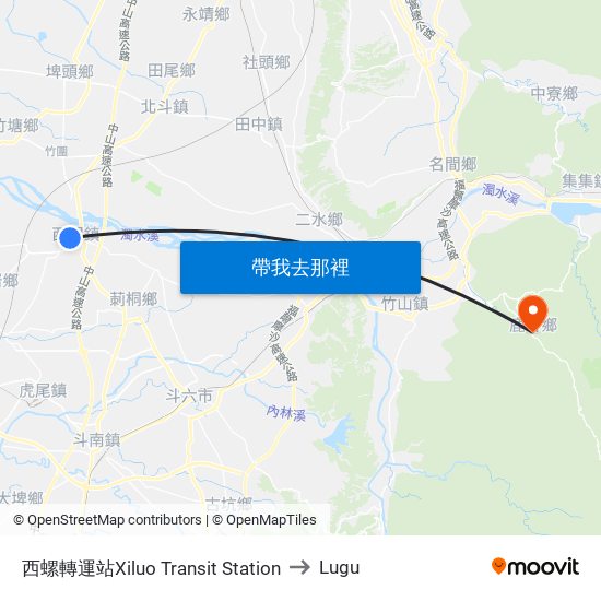 西螺轉運站Xiluo Transit Station to Lugu map