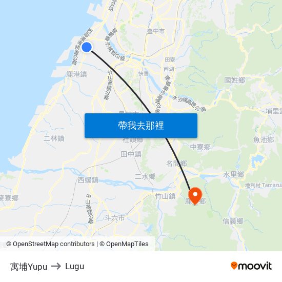 寓埔Yupu to Lugu map