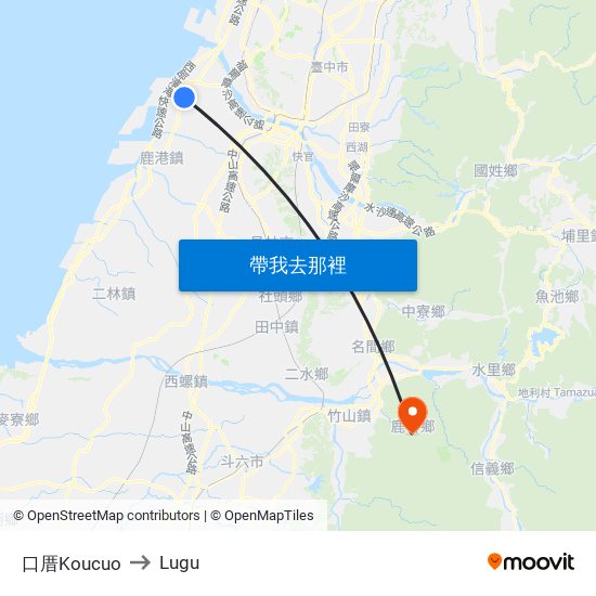 口厝Koucuo to Lugu map
