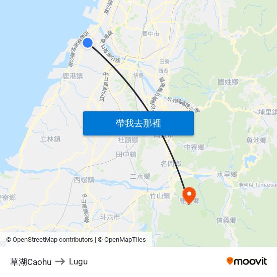 草湖Caohu to Lugu map