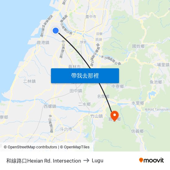 和線路口Hexian Rd. Intersection to Lugu map