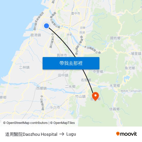 道周醫院Daozhou Hospital to Lugu map