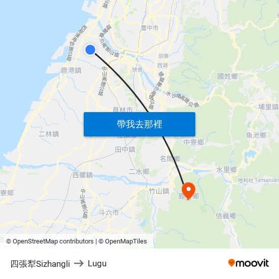 四張犁Sizhangli to Lugu map