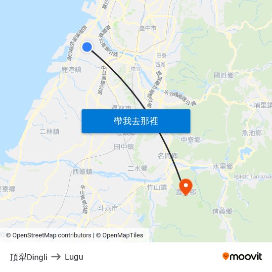 頂犁Dingli to Lugu map