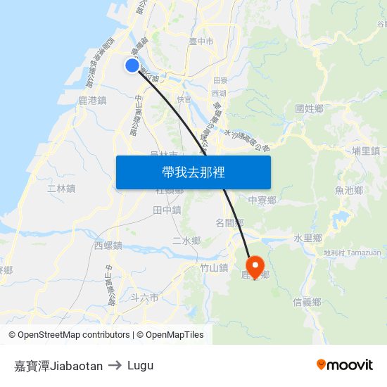 嘉寶潭Jiabaotan to Lugu map
