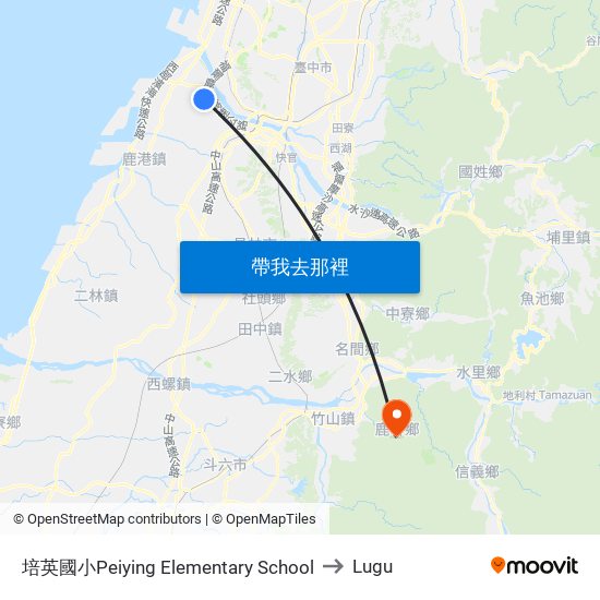 培英國小Peiying Elementary School to Lugu map