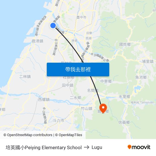 培英國小Peiying Elementary School to Lugu map