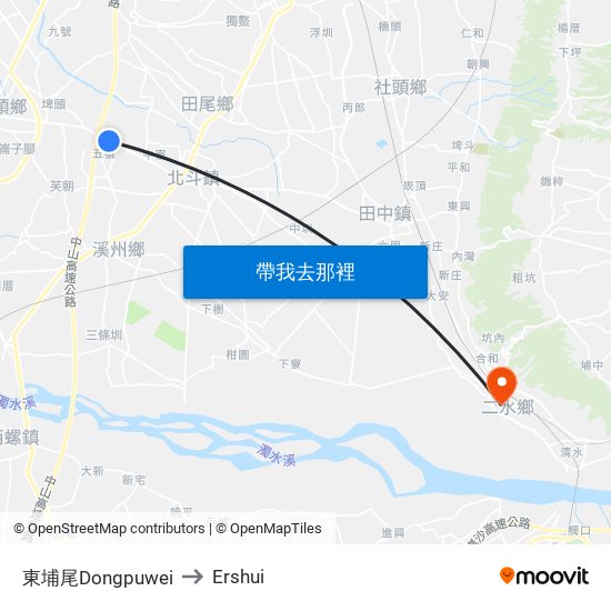 東埔尾Dongpuwei to Ershui map
