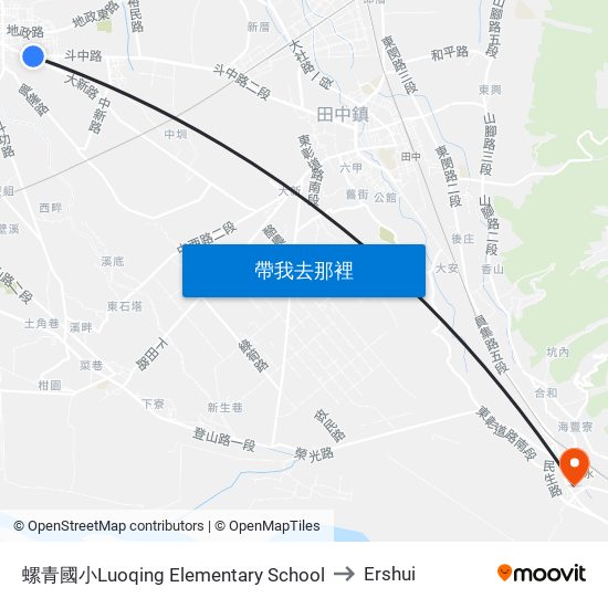 螺青國小Luoqing Elementary  School to Ershui map