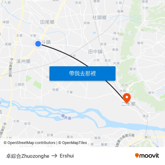 卓綜合Zhuozonghe to Ershui map