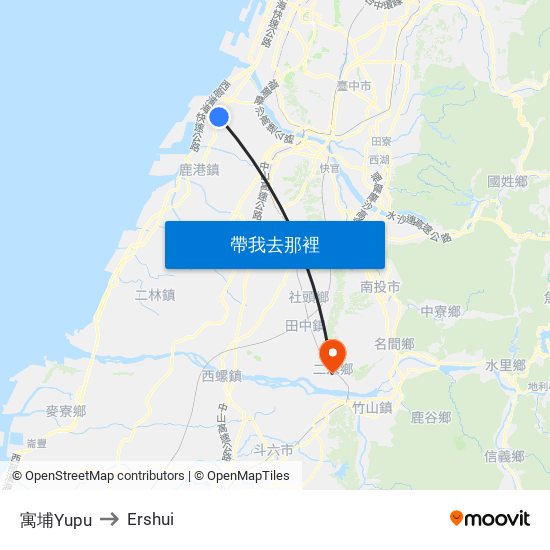 寓埔Yupu to Ershui map