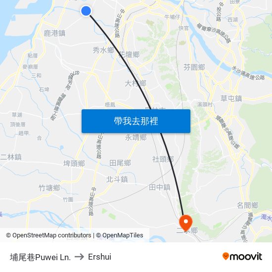 埔尾巷Puwei Ln. to Ershui map