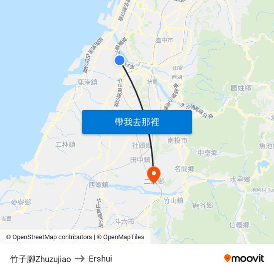 竹子腳Zhuzujiao to Ershui map