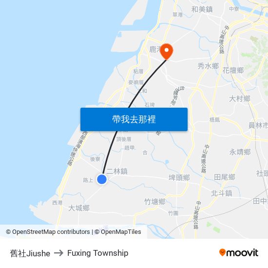 舊社Jiushe to Fuxing Township map