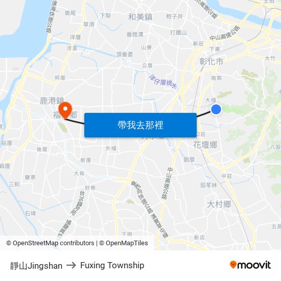 靜山Jingshan to Fuxing Township map