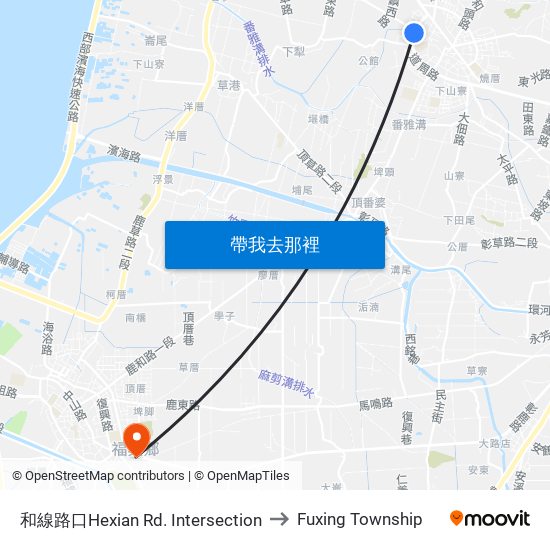 和線路口Hexian Rd. Intersection to Fuxing Township map