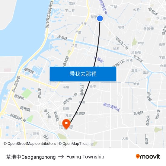 草港中Caogangzhong to Fuxing Township map