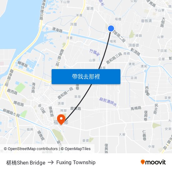 椹橋Shen Bridge to Fuxing Township map