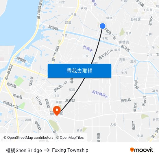 椹橋Shen Bridge to Fuxing Township map