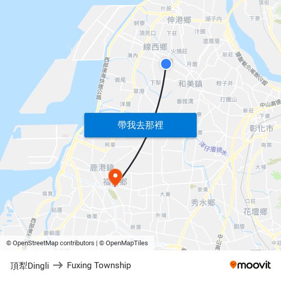 頂犁Dingli to Fuxing Township map