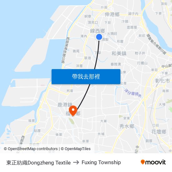 東正紡織Dongzheng Textile to Fuxing Township map