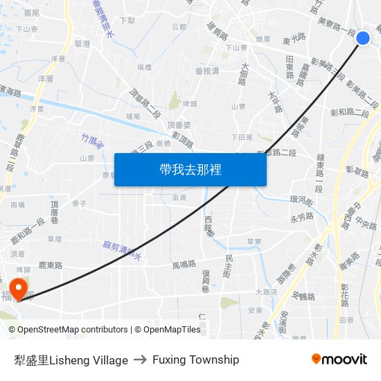 犁盛里Lisheng Village to Fuxing Township map