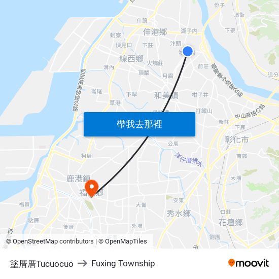 塗厝厝Tucuocuo to Fuxing Township map