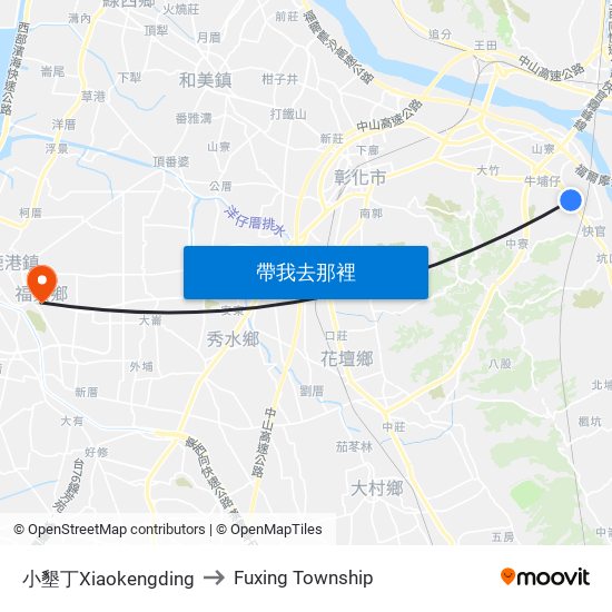 小墾丁Xiaokengding to Fuxing Township map