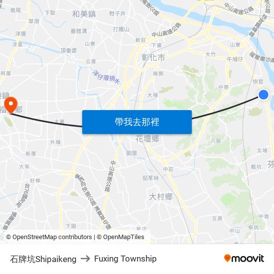 石牌坑Shipaikeng to Fuxing Township map