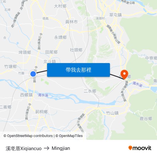 溪墘厝Xiqiancuo to Mingjian map