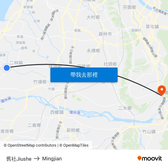 舊社Jiushe to Mingjian map