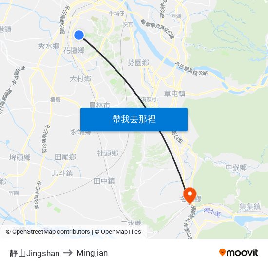 靜山Jingshan to Mingjian map