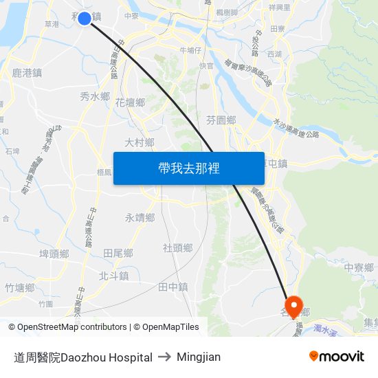 道周醫院Daozhou Hospital to Mingjian map