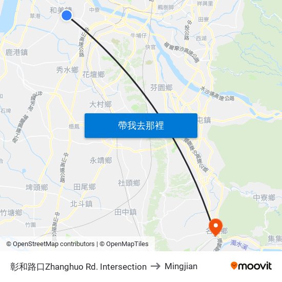彰和路口Zhanghuo Rd. Intersection to Mingjian map